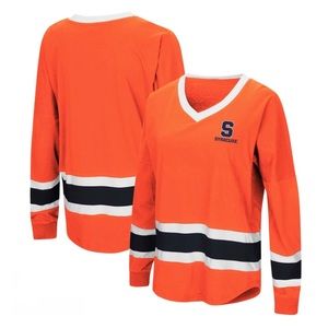 Syracuse Orange Colosseum Marquee Players Oversized Long Sleeve V-Neck Tee NWT